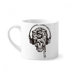 Dıythinker 170 ml Beyaz Kulaklık Kafatası Müzik Deseni Resimli Mini Kahve Seramik Kupa