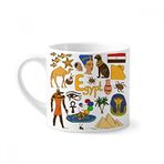 Dıythinker 170 ml Beyaz Mısır Manzarası Hayvanlar Ulusal Bayrak Mini Kahve Seramik Kupa