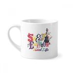 Dıythinker 170 ml Beyaz Mor Ter Müzik Deseni Resimli Mini Kahve Seramik Kupa