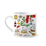 Dıythinker 170 ml Beyaz Portekiz Landscap Hayvanlar Ulusal Bayrak Mini Kahve Seramik Kupa
