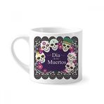 Dıythinker 170 ml Beyaz Skull The Day Of The Dead Resimli Mini Kahve Seramik Kupa
