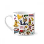 Dıythinker 170 ml Beyaz Tayland Landscap Hayvanlar Ulusal Bayrak Mini Kahve Seramik Kupa