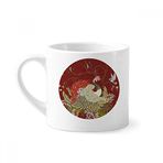 Dıythinker 170 ml Çiçek Kanat Kuş Ukiyo E Yapraklar Mini Beyaz Çömlek Seramik Saplı Kupa