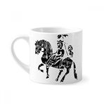 Dıythinker 170 ml Çin Wei Jin Hanedanları At Binme Desenli Mini Beyaz Çömlek Seramik Saplı Kupa