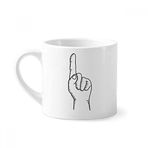 Dıythinker 170 ml Up Gesture Line Çizim Desenli Mini Beyaz Çömlekçilik Seramik Saplı Kupa