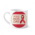 Dıythinker 170 ml World Aıds Günü 1 Aralık Kırmızı Kurdele Hıv Mini Beyaz Çömlek Seramik Saplı Kupa