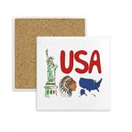 Dıythinker 2 Adet Amerika Ulusal Sembolü Simgesi Desenli Kare Bardak Altlığı