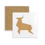 Dıythinker 2 Adet Soyut Noel Geyiği Origami Desenli Kare Bardak Altlığı