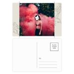 Dıythinker 20 Adet 14x9 cm Renkli Pembe Sis Maskesi Kız Orman Bilim Doğa Manzarası Çiçek Kartpostal Seti