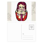 Dıythinker 20 Adet 14x9 cm Renkli Rusya Rus İç içe Geçen Bebekler Kadın Çiçek Kartpostal Seti