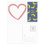 Dıythinker 20 Adet 14x9 cm Renkli Sevgililer Günü Kalp Çift Hatlı Muz Kartpostal Seti