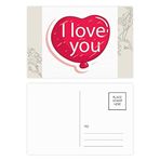 Dıythinker 20 Adet 14x9 cm Renkli Sevgililer Günü Pembe I Love You Balon Çiçek Kartpostal Seti