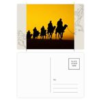 Dıythinker 20 Adet 14x9 cm Renkli Silüeti Gün Batımı Yolculuk İpek Yol Deve Çöl Çiçek Kartpostal Seti