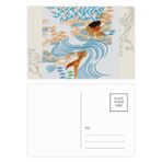 Dıythinker 20 Adet 14x9 cm Renkli Tablo Japon Kültürü Balık Su Çiçek Kartpostal Seti