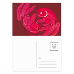 Dıythinker 20 Adet 14x9 cm Renkli Tablo Japon Kültürü Kırmızı Balık Kartpostal Seti