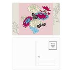 Dıythinker 20 Adet 14x9 cm Renkli Tablo Japon Kültürü Pembe Çiçek Kartpostal Seti