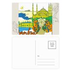 Dıythinker 20 Adet 14x9 cm Renkli Türkiye İstanbul Üst Carboplatin Suluboya Çiçek Kartpostal Seti