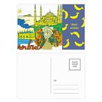 Dıythinker 20 Adet 14x9 cm Renkli Türkiye İstanbul Üst Carboplatin Suluboya Muz Kartpostal Seti