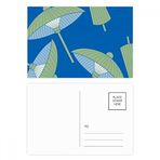 Dıythinker 20 Adet 14x9 cm Renkli Yeşil Kağıt Şemsiye Bulut Desenli Kartpostal Seti