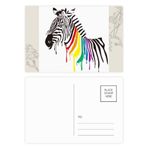 Dıythinker 20 Adet 14x9 cm Renkli Zebra LGBT Gökkuşağı Desenli Çiçek Kartpostal Seti