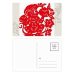 Dıythinker 20 Adet 14x9 cm Renkli Zodyak Maymun Kağıt Kesim Çin Çiçekleri Çiçek Kartpostal Seti