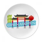 Dıythinker 20 cm Bambu Anma Gateway China Town Dekoratif Porselen Tatlı Tabağı