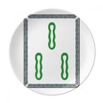 Dıythinker 20 cm Mahjong Bambu Bar 3 Fayans Desenli Dekoratif Porselen Tatlı Tabağı