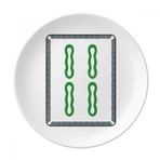 Dıythinker 20 cm Mahjong Bambu Bar 4 Fayans Desenli Dekoratif Porselen Tatlı Tabağı