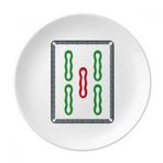 Dıythinker 20 cm Mahjong Bambu Bar 5 Fayans Desenli Dekoratif Porselen Tatlı Tabağı