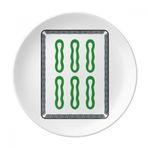 Dıythinker 20 cm Mahjong Bambu Bar 6 Fayans Desenli Dekoratif Porselen Tatlı Tabağı