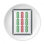 Dıythinker 20 cm Mahjong Bambu Bar 9 Fayans Desenli Dekoratif Porselen Tatlı Tabağı