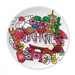 Dıythinker 20 cm Şanslı Kedi Sakura Japon Bambu Dekoratif Porselen Tatlı Tabağı