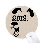 Dıythinker 2018 Happy New Year Komik Büyük Köpek Baskılı Yuvarlak Kaymaz Kauçuk Mouse Pad