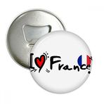 Dıythinker 3 adet I Love France Kelime Bayrağı Aşk Kalp Yuvarlak Şişe Açacağı Buzdolabı Mıknatıs Pimleri Rozet Düğme