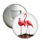 Dıythinker 3 Parça Flamingo Çift Kırmızı Aşk Yuvarlak Şişe Açacağı Buzdolabı Mıknatısı Rozet Düğmesi