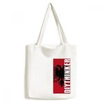 Dıythinker 33x40 Cm Erkek Arnavutluk Ulusal Bayrağı Avrupa Ülke Tote Kanvas El Çantası