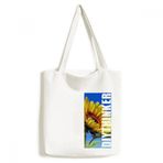 Dıythinker 33x40 Cm Erkek Ayçiçeği Mavi Gökyüzü Güneş Işığı Çiçek Tote Kanvas El Çantası