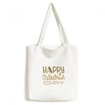 Dıythinker 33x40 Cm Erkek Happy Valentine Day Altın Alıntı Stil Tote Kanvas El Çantası