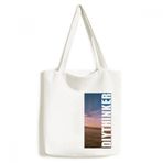 Dıythinker 33x40 Cm Erkek Pembe Çimen Gökyüzü Tote Kanvas El Çantası