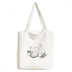 Dıythinker 33x40 Cm Erkek Şık Flappg Müzik Notaları Mavi Tote Kanvas El Çantası