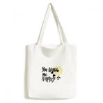Dıythinker 33x40 Cm Men You Make Me Happy Alıntı Stil Tote Kanvas El Çantası