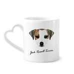 Dıythinker 340 ml Kalp Saplı Jack Russell Terrier Köpek Hayvan Hayvan Kahve Seramik Kupa