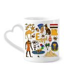 Dıythinker 340 ml Kalp Saplı Mısır Manzarası Hayvanlar Ulusal Bayrak Kahve Seramik Kupa