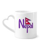 Dıythinker 340 ml Kalp Saplı Nepal Ulusal Bayrağı Kırmızı Mor Desenli Kahve Seramik Kupa