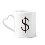 Dıythinker 340 ml Kalp Saplı Para Birimi Sembolü Amerikan Dolar Kahve Kupaları Seramik Kupa
