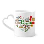 Dıythinker 340 ml Kalp Saplı Portekiz Aşk Kalp Landscap Ulusal Bayrak Kahve Kupaları Çömlekçilik Seramik Kupa