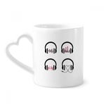 Dıythinker 340 ml Kalp Saplı Renkli Kulaklık Müzik Dinleme Desenli Kahve Kupaları Seramik Kupa