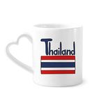 Dıythinker 340 ml Kalp Saplı Tayland Ulusal Bayrağı Kırmızı Mavi Desenli Kahve Kupaları Seramik Kupa
