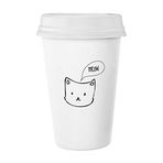 Dıythinker 350 ml Beyaz Kedi Kafası Miyav Basit Çizgi Çizim Koruyucu Hayvan Klasik Beyaz Çömlek Seramik Kupa