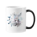 Dıythinker 350 ml Globe Big Ben Eyfel Kulesi Suluboya Resim Değişen Renk Kupa